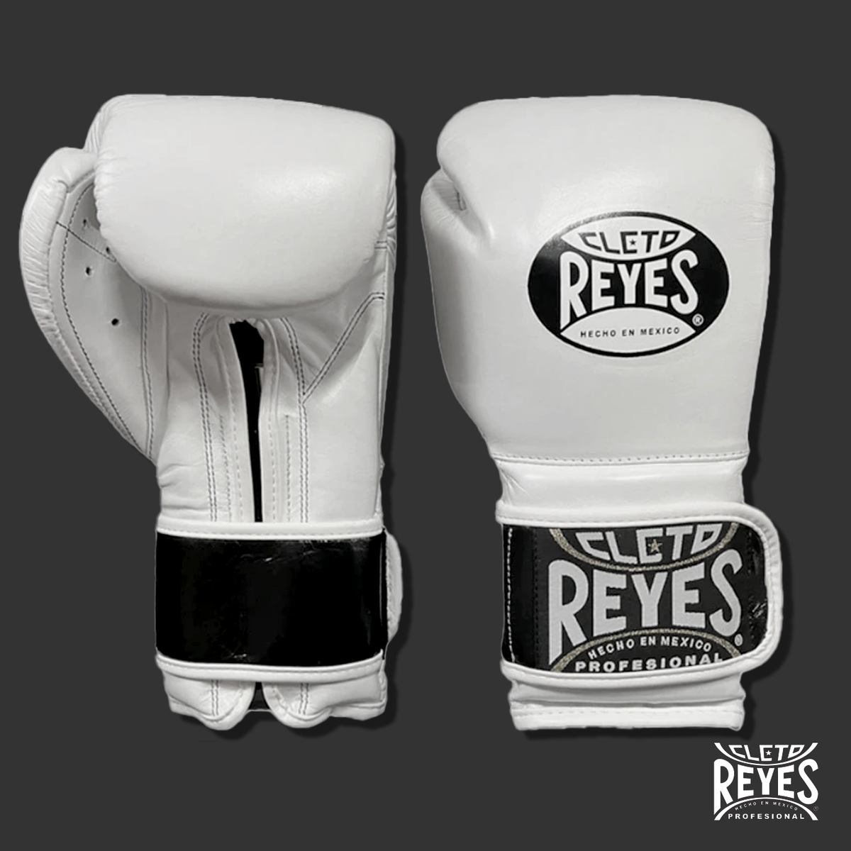 Guante de Cuero Profesional con Velcro - Blanco / 14oz